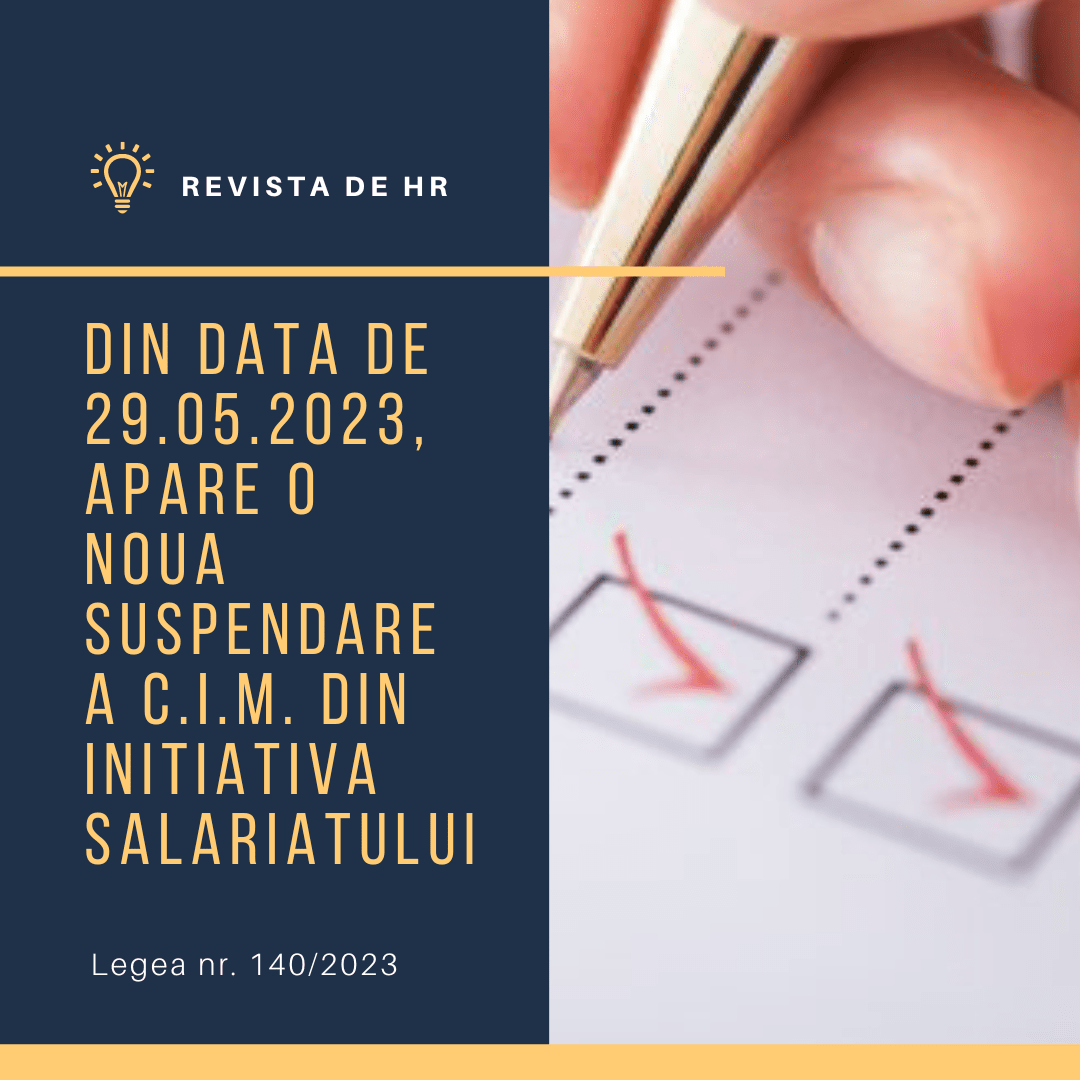 Codul muncii se modifica din nou! Apare o noua situatie in care contractul individual de munca poate fi suspendat din initiativa salariatului. Legea intra in vigoare din data de&nbsp;29.05.2023!